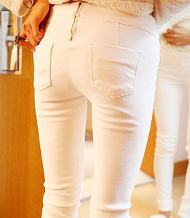 2013春款新款韩版显瘦修身白色小脚裤铅笔裤