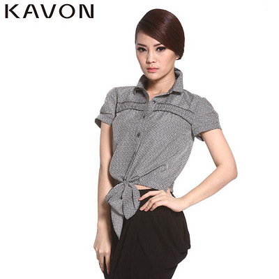推荐春装KAVON卡汶女装K11SC354女装时尚格子短袖衬衫贵不贵啊- 服饰-