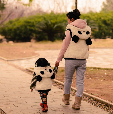 编织小屋】亲子熊猫马甲材料包【非成品】 - 服