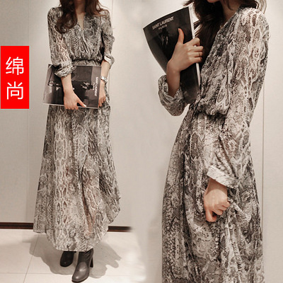 绵尚 2013春装新款女装 韩版长袖连衣裙\/波西米