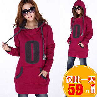 2013新款秋装韩版潮特大码女装抓绒卫衣长款
