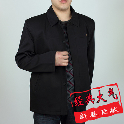 中老年人男士大码上衣中年男装休闲外套翻领夹