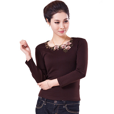 淘金币 促销特价中老年T恤衫长袖春秋装女装中