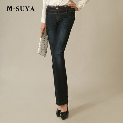 领秀梦舒雅★2013春款微喇裤 百搭修身牛仔裤