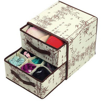 双层抽屉无纺布内衣收纳箱<em>中国风</em>清风竹语<em>文胸</em>