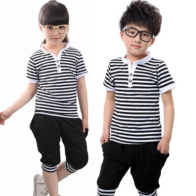 童装2013新款夏装男女童小孩短袖运动套装初