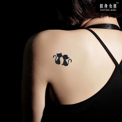 纹身女孩正品纹身贴纸防水女款性感小猫咪纹身贴G001 - 美妆- 杭州