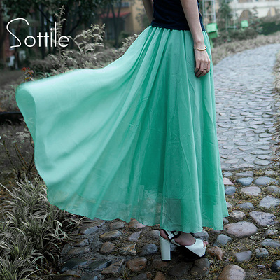 正品索蒂尔 8米高端雪纺大摆裙 新款欧美拖地