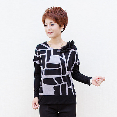 时尚妈妈装春装2013新款中老年长袖T恤女款全