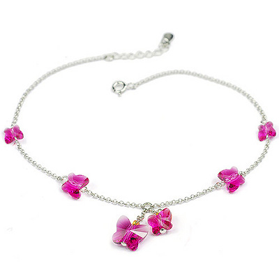 18K金脚链女韩版时尚复古饰品施华洛世奇脚链