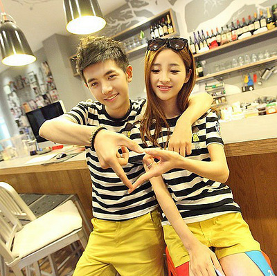 2013新款潮流韩版情侣装夏装甜美个性情侣t恤