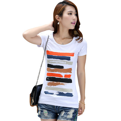 2013夏天粗狂条纹女装 修身显瘦体桖女 时尚彩