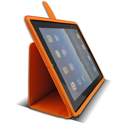 包邮 2012苹果IPAD3平板电脑橙色牛皮保护套