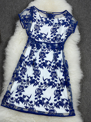 2013夏季女装新款气质网纱精致手工刺绣两件