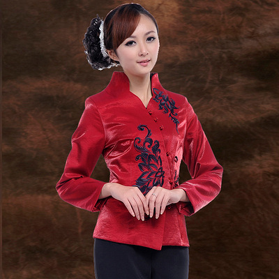 秋装红色丝绒绣花民族风 女装 唐装 女士 中式改