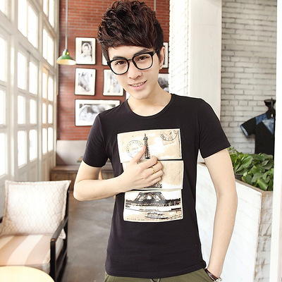 森马<em>男</em>t恤新品 <em>青少年</em>韩版2013夏款男装 <em>时尚</em>印