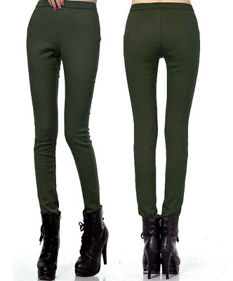 秋冬新款加绒铅笔裤弹力保暧裤小脚裤加厚打底