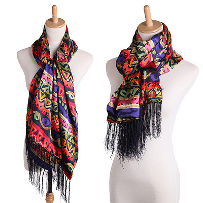 韩国秋冬女 韩版双层围巾雪纺超长丝巾流苏长