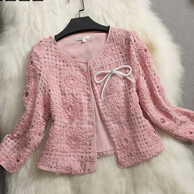 欧美13秋冬幸苦女装时尚小香风镂空蕾丝上衣