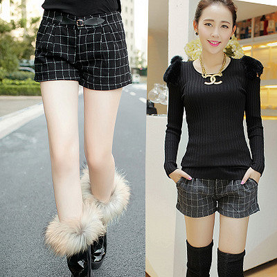 <em>欧洲站</em>冬天的妮子<em>短裤</em>韩版时尚<em>女士</em>秋冬季毛呢