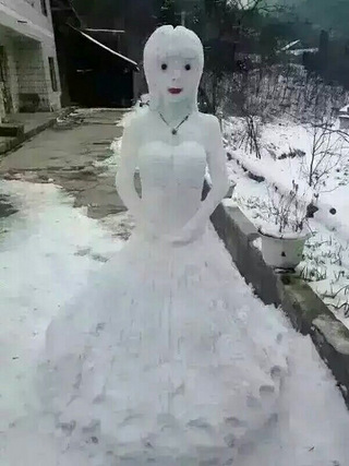 好漂亮的雪美人,好漂亮的雪人新娘,上海何