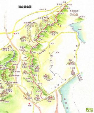 求路线"北高峰至浙大玉泉校区"途中路线及其地图