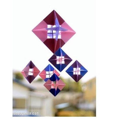 创意折纸立体菱形 中空菱形装饰物折纸图解