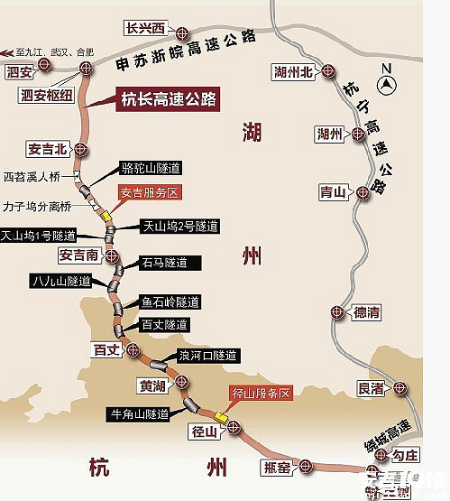 杭长高速线路图-安吉草根潭-安吉19楼