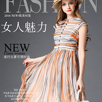 2016����װ��ƷŮװ����Ŧ������ӡ��ŷ��ʱװ��˿����ȹ