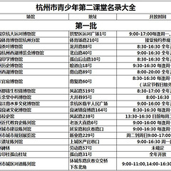 杭州市青少年第二课堂名录整合汇总(记得收藏哦！)