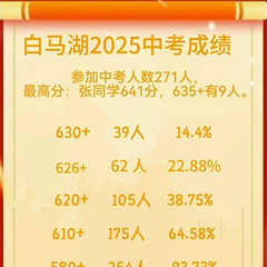 2025年白马湖中考成绩，大家看一下