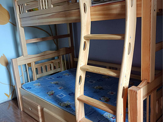 松木实木高低床