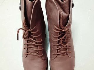 【有鞋盒】全新38码棕色加绒牛皮短靴！