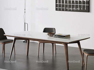 意式极简侘寂风轻奢岩板实木2米大餐桌、大书桌