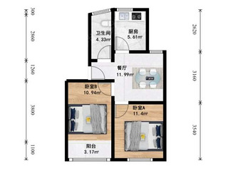 三里亭三里亭苑二区。55方3000元。房东直租。