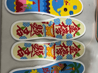 三双44码十字绣鞋垫成品