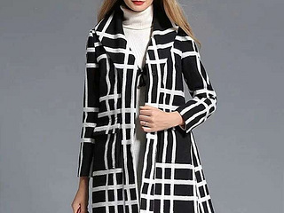 低转全新带吊牌美莎帕高档格纹暖绒大衣2件