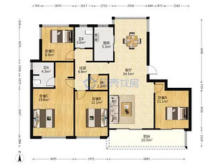 临平山北，靠近树兰，育才学校，4房2卫出租