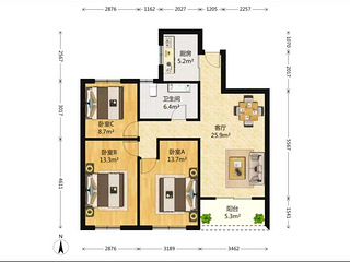 临平9号线尚峰轩三室一厅  