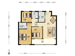 余杭万象城幸福里100方三室一厅出租
