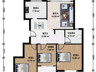 余杭区良渚赞成美树三室一厅一卫整体出租