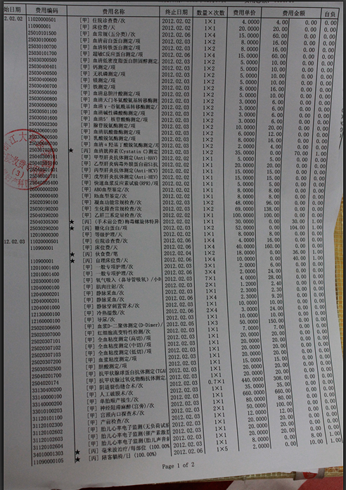 住院费用结算单图片图片