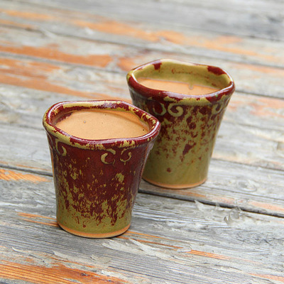 吉玛/欧式做旧复古撞色不规则边 陶瓷花盆 复古 花盆 多肉花盆