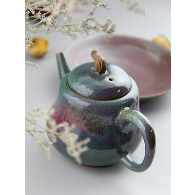 器世界钧瓷茶具 省级工艺美术大师钧窑钧 瓷瓢瓜茶壶 收藏