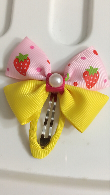 单层大蝴蝶结包布发夹;尺寸:6x4.5c