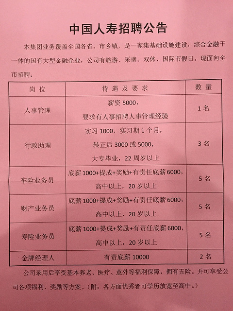 招行政、业务人员