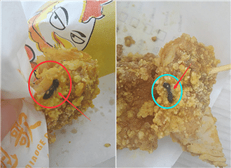 买了个鸡排 居然附送这么大颗老鼠屎?