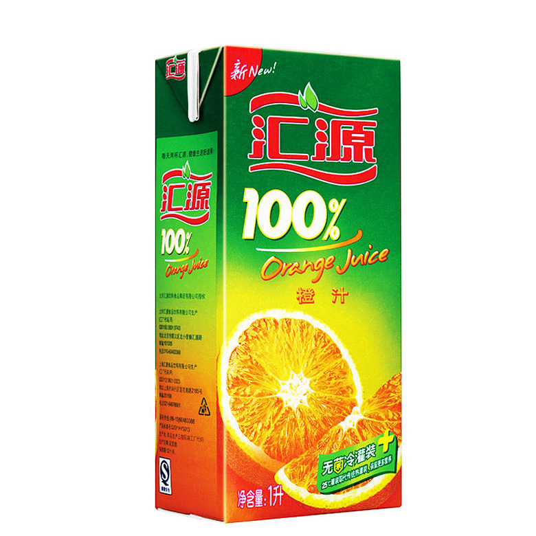 汇源100%纯果汁(橙)1l/盒